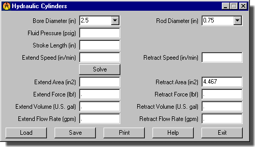 Hydraulic Cylinder Tonnage Chart