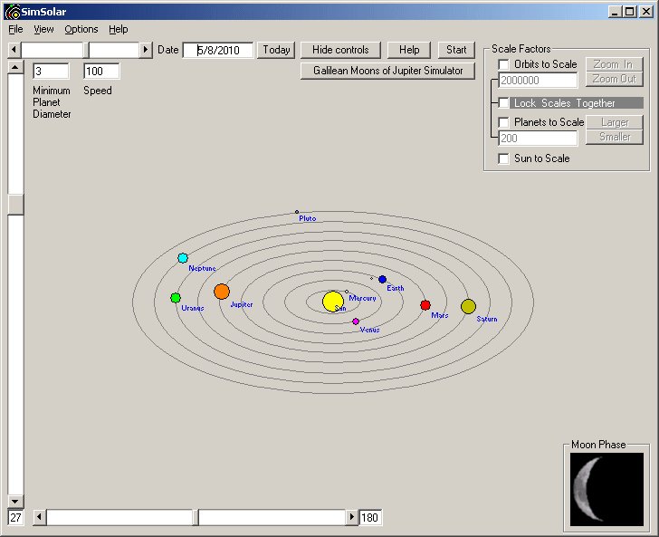 SimSolar - easy to use and entertaining Solar System Simulator for Windows